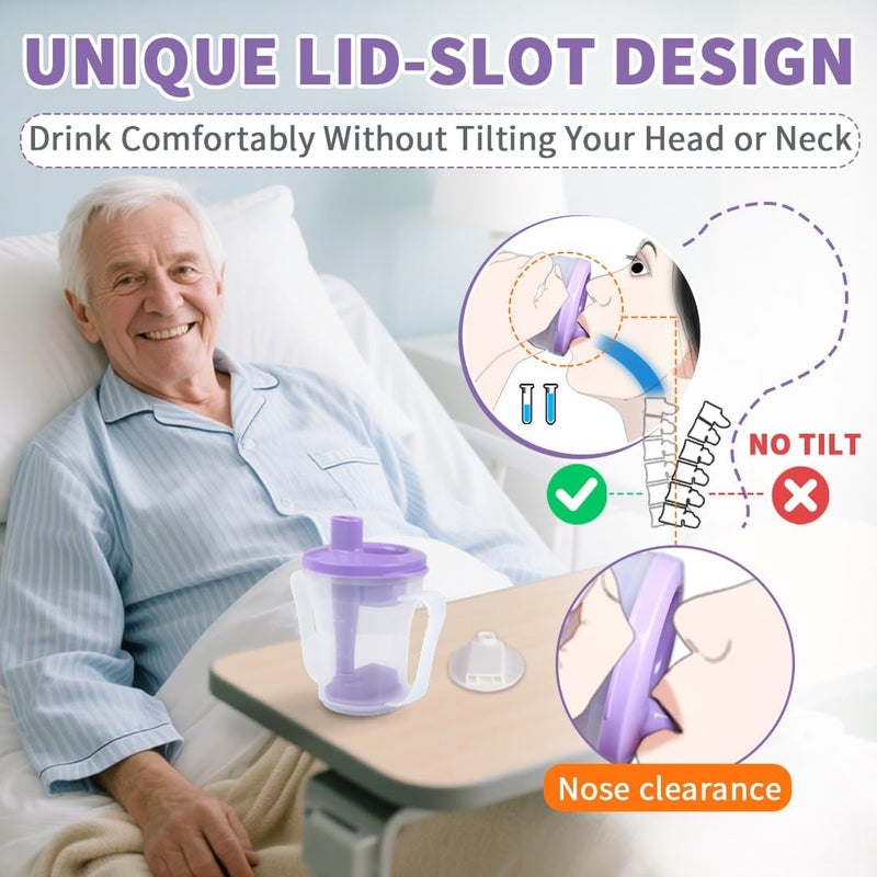 EZSLINGGLIDE Dysphagia Regulating Drinking Cup – Spill-Proof Adaptive Cup for Adults with Swallowing Difficulties, Elderly, Parkinson’s & Dementia Patients (Purple-Pack of 1 Count) - Image 5